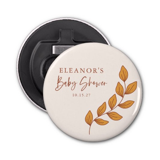 Minimalistisch Boho Retro Vine Baby Dusche individ Flaschenöffner (Vorderseite)