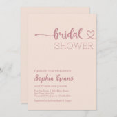 Minimalistisch Boho Rose Gold Pink Creme Brautpart Einladung (Vorne/Hinten)