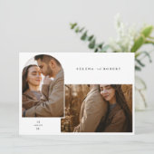 Minimalistisch Boho Rustic Stilvolle 2-Foto Hochze Einladung (Stehend Vorderseite)