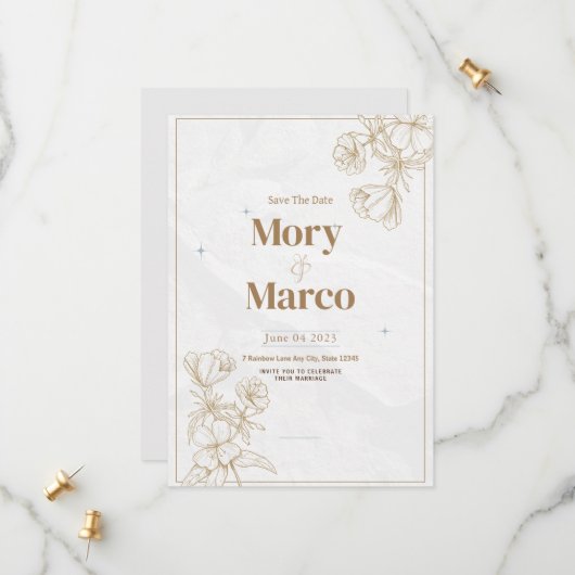 Minimalistisch Boho Rustikales Pampasgras Save the Date (Vorderseite/Rückseite Beispiel)