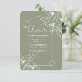 Minimalistisch Boho Sage Green Hochzeit Begleitkarte