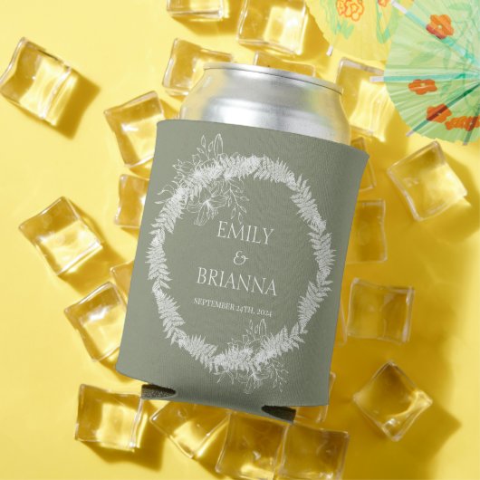 Minimalistisch Boho Sage Green Hochzeit Dosenkühler (In Situ Sommer)