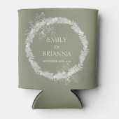 Minimalistisch Boho Sage Green Hochzeit Dosenkühler (Vorderseite)
