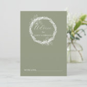 Minimalistisch Boho Sage Green Hochzeit Hinweiskarte (Stehend Vorderseite)