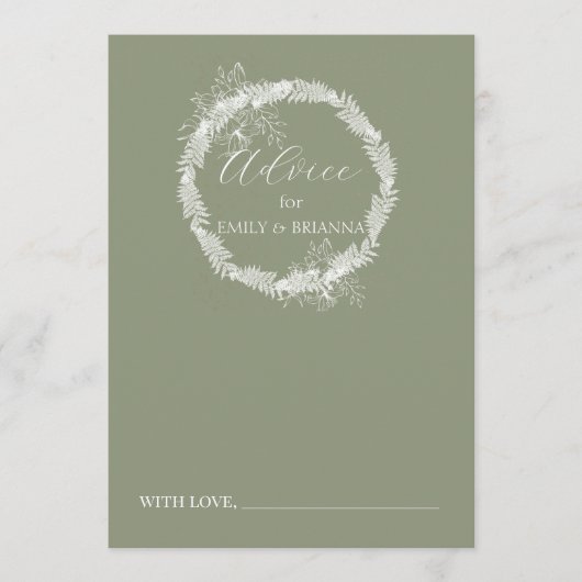 Minimalistisch Boho Sage Green Hochzeit Hinweiskarte (Vorderseite)