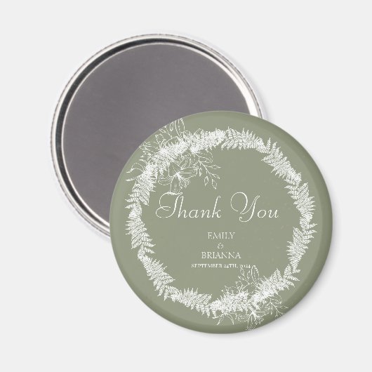 Minimalistisch Boho Sage Green Hochzeit Magnet (Vorderseite/Rückseite)