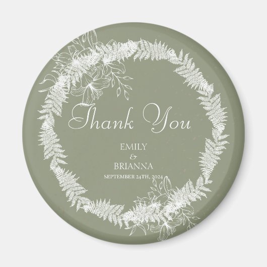 Minimalistisch Boho Sage Green Hochzeit Magnet (Vorne)