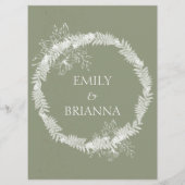 Minimalistisch Boho Sage Green Hochzeit Menükarte (Rückseite)