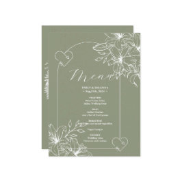 Minimalistisch Boho Sage Green Hochzeit Menükarte