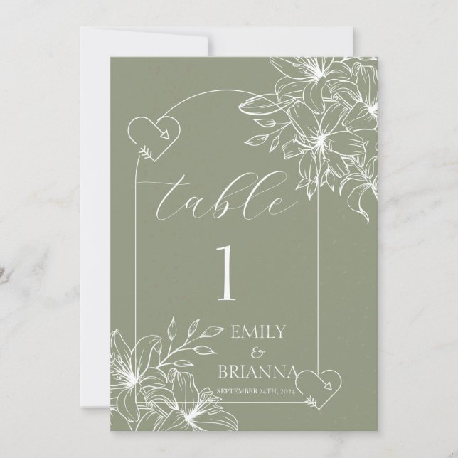 Minimalistisch Boho Sage Green Hochzeitssemble Tis (Vorderseite)