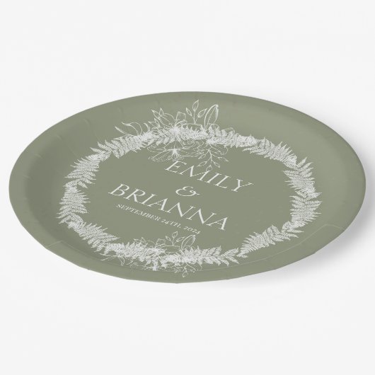 Minimalistisch Boho Sage Green Name Teller (Schrägansicht)