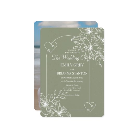 Minimalistisch Boho Sage Green Wedding Einladung (Vorderseite/Rückseite Beispiel)