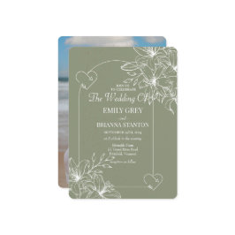 Minimalistisch Boho Sage Green Wedding Einladung