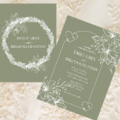 Minimalistisch Boho Sage Green Wedding Einladung