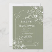 Minimalistisch Boho Sage Green Wedding Einladung (Vorderseite)