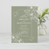 Minimalistisch Boho Sage Green Wedding Einladung (Stehend Vorderseite)