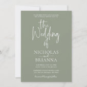 Minimalistisch Boho Sage Green Wedding Modern Einladung (Vorderseite)