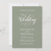 Minimalistisch Boho Sage Green Wedding Modern Einladung (Vorderseite)