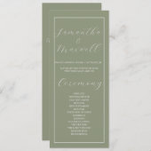 Minimalistisch Boho Sage Green Wedding Program (Vorne/Hinten)