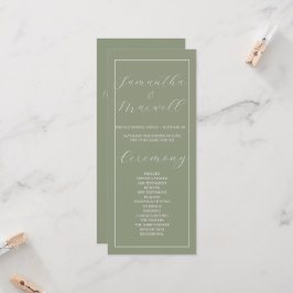 Minimalistisch Boho Sage Green Wedding Program