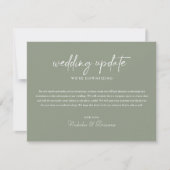 Minimalistisch Boho Sage Green Wedding Update Down Ankündigung (Vorderseite)
