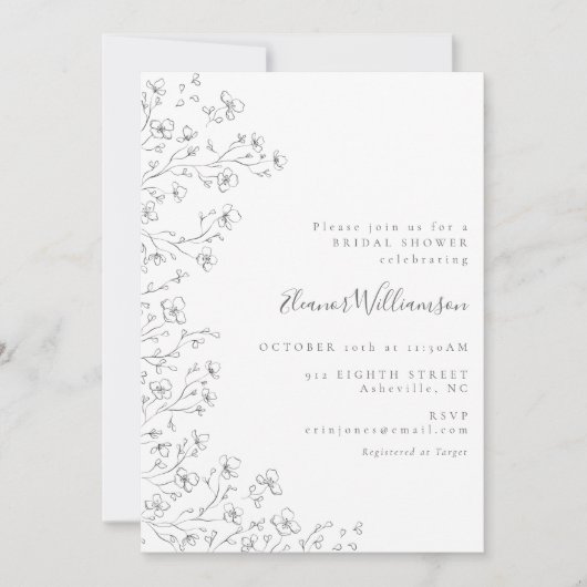 Minimalistisch Boho Schwarz-weißes Brautparty Einladung (Vorderseite)