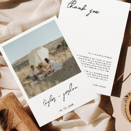 Minimalistisch Boho Script Foto Wedding Dankeskarte