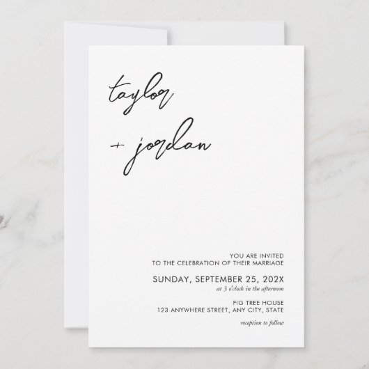 Minimalistisch Boho Script Foto Wedding Einladung (Rückseite)