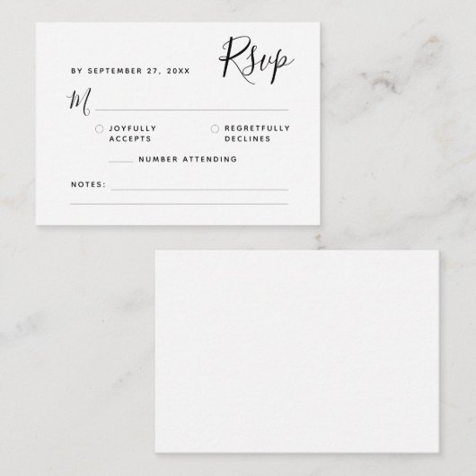 Minimalistisch Boho Script UAWG Budget Wedding Mitteilungskarte (Vorne/Hinten)