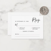 Minimalistisch Boho Script UAWG Budget Wedding Mitteilungskarte (Vorderseite/Rückseite Beispiel)