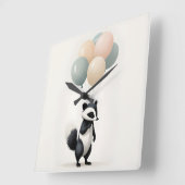 Minimalistisch Boho Skunk Balloons Kinderzimmer Ki Quadratische Wanduhr (Winkel)