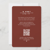 Minimalistisch Boho Spring Monogram Terracotta Wed Einladung (Rückseite)