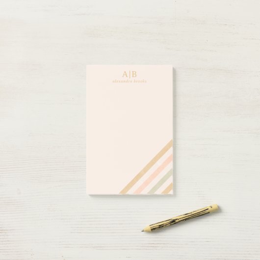 Minimalistisch Boho Stripe | Erdung Personalisiert Post-it Klebezettel (Auf Schreibtisch)