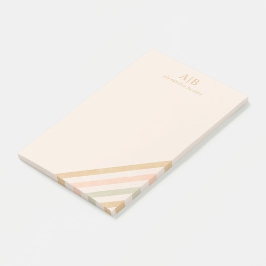 Minimalistisch Boho Stripe | Erdung Personalisiert Post-it Klebezettel (angewinkelt)