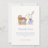 Minimalistisch Boho Stroller Rabbit Boy Babydusche Dankeskarte (Vorderseite)
