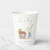 Minimalistisch Boho Stroller Rabbit Boy Babydusche Pappbecher (Rückseite)