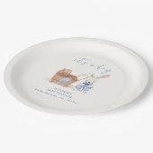 Minimalistisch Boho Stroller Rabbit Boy Babydusche Pappteller (Schrägansicht)