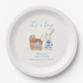 Minimalistisch Boho Stroller Rabbit Boy Babydusche Pappteller (Vorderseite)