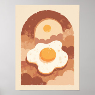 Minimalistisch Boho Sunny-Side Egg Art Poster