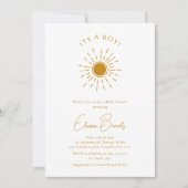 Minimalistisch Boho Sunshine`Baby Dusche Es ist ei Einladung (Vorderseite)