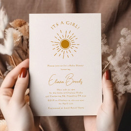 Minimalistisch Boho Sunshine Baby Dusche Es ist ei Einladung