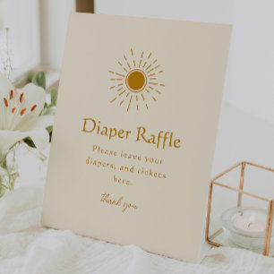 Minimalistisch Boho Sunshine Diaper Raffle Baby Du Sockelschild