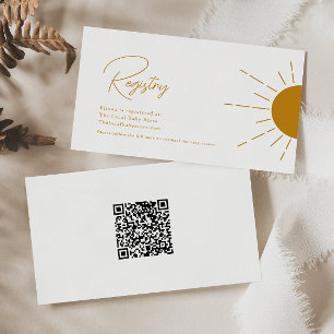 Minimalistisch Boho Sunshine QR Code Baby Registry Begleitkarte