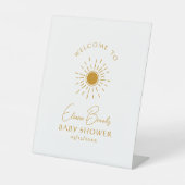 Minimalistisch Boho Sunshine Welcome Baby Dusche Sockelschild (Vorderseite)