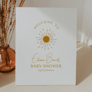 Minimalistisch Boho Sunshine Welcome Baby Dusche Sockelschild