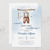 Minimalistisch Boho Sweet Baby Boy Kleidung Babydu Einladung (Vorne/Hinten)