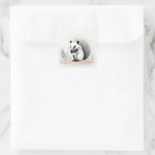 Minimalistisch Boho Sweet Skunk im Wald Quadratischer Aufkleber (Tasche)
