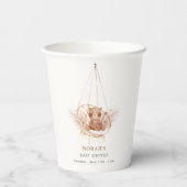 Minimalistisch Boho Teddy Bear Pampas Babydusche Pappbecher (Rückseite)