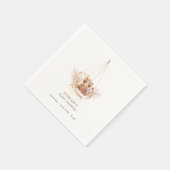 Minimalistisch Boho Teddy Bear Pampas Babydusche Serviette (Ecke)