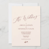 Minimalistisch Boho Terracotta Beige Script Weddin Einladung (Vorderseite)